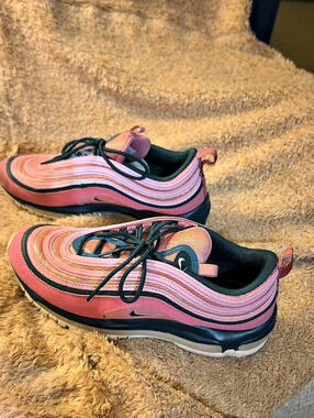 Nike Air Max 97 Pink and Deep Teal Green Sneakers (Custom Design)